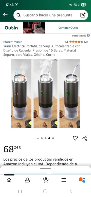Cafetera Espresso Portátil 3 en 1