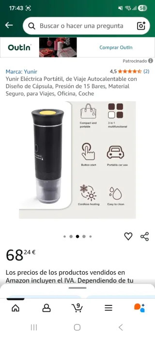 Cafetera Espresso Portátil 3 en 1