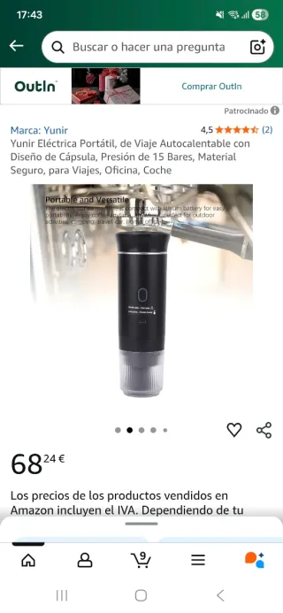 Cafetera Espresso Portátil 3 en 1