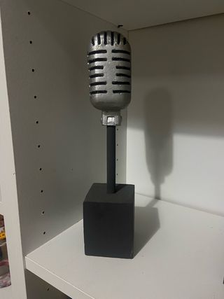 Micrófono Vintage Decorativo Plata y Negro