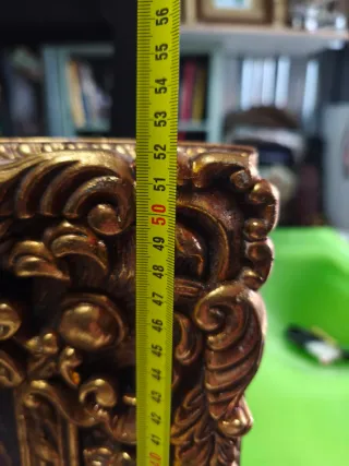 Oleografía con marco dorado ornamentado precioso