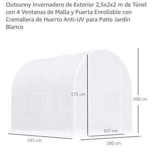 Invernadero Outsunny 250x200x200 cm Blanco