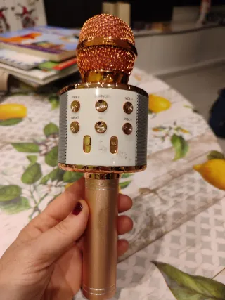 Micrófono Karaoke Portátil Dorado/Rosa