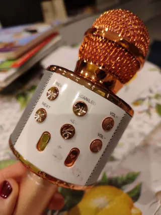 Micrófono Karaoke Portátil Dorado/Rosa