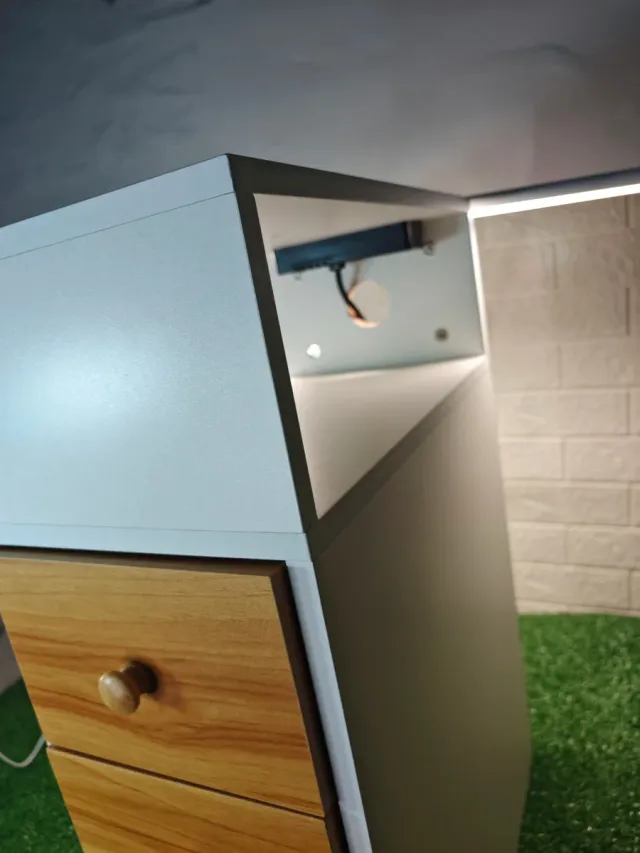 Mesita Noche Carga Blanca y Madera 70x45x25 NUEVO