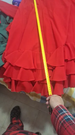 Traje Flamenca Rociera Rojo.falda y camisa