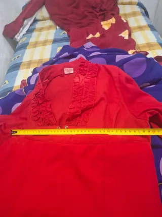 Traje Flamenca Rociera Rojo.falda y camisa