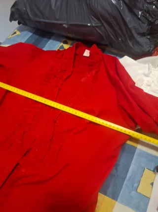 Traje Flamenca Rociera Rojo.falda y camisa variosM