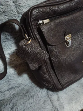 Bolso bandolera hombre piel marrón