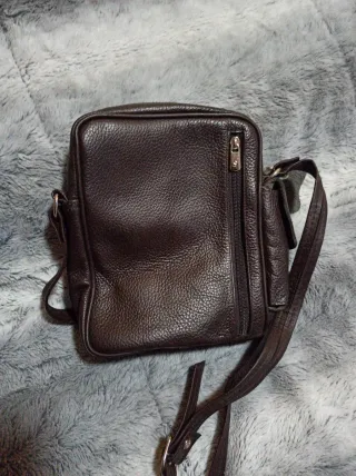 Bolso bandolera hombre piel marrón
