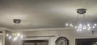 Lampadario moderno argento e trasparente