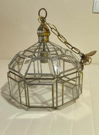 Lámpara colgante de cristal y metal