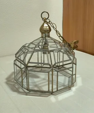 Lámpara colgante de cristal y metal