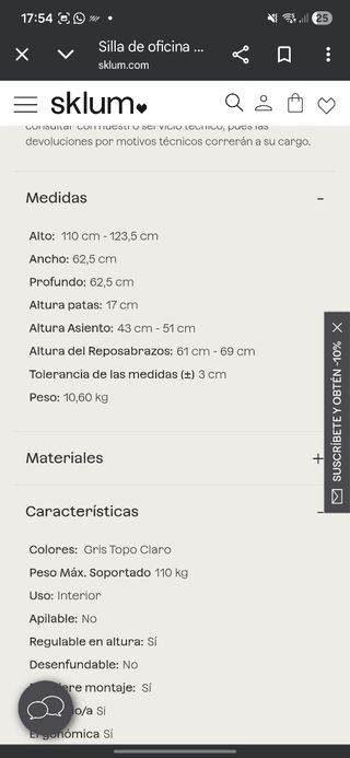 Silla de oficina de Sklum