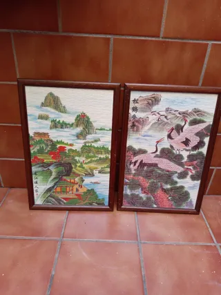 Pareja Cuadros Orientales Bambú