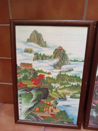 Pareja Cuadros Orientales Bambú