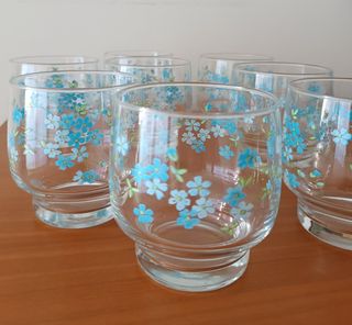 Vasos Arcopal Flores Azules y Verdes