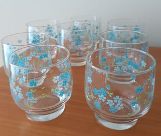 Vasos Arcopal Flores Azules y Verdes