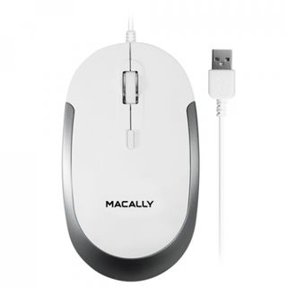 Ratón Óptico USB Macally Blanco/Plata