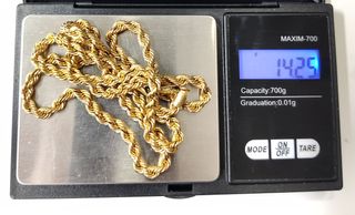 Cadena Salomónica de oro de 18k, 14.25 g, 61 cm.