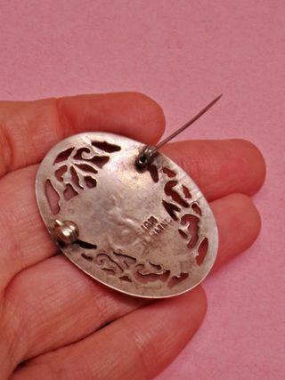 ARGENTO 925 spilla vintage smaltata niello Siam