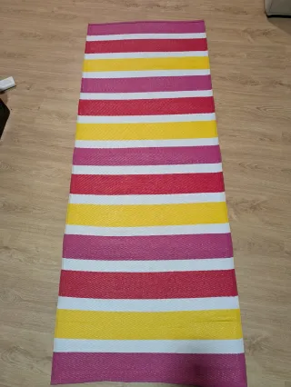 Alfombra juvenil rayas rosa y amarillo