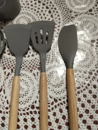 Set Utensili Cucina Silicone Grigio