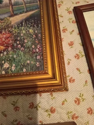 Cuadro paisaje marco dorado