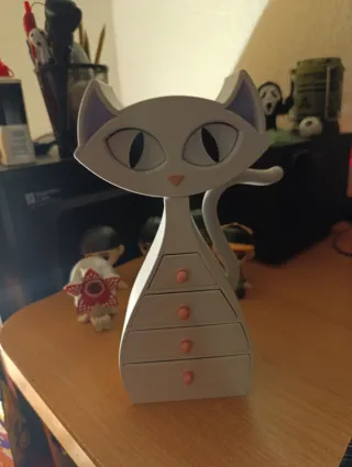 Joyero Gato Blanco y Rosa