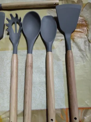 Set Utensili Cucina Silicone Grigio