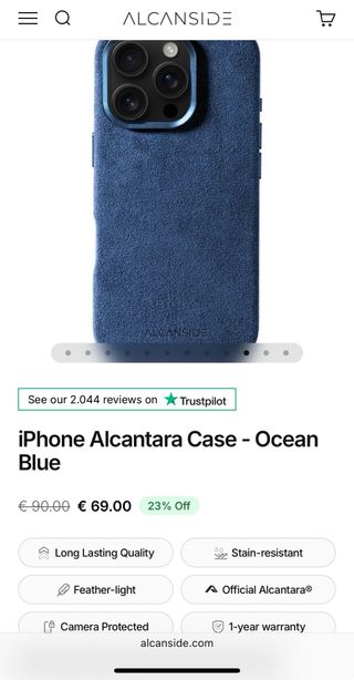 Funda iPhone 13 Pro Alcanside Alcantara Azul