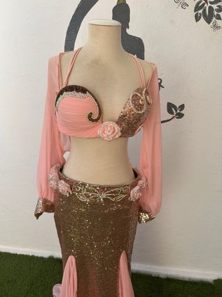 Traje Danza Oriental Dorado y Rosa