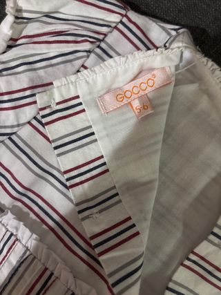 Vestido niña Gocco 5-6 años rayas y chaqueta grana