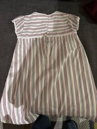 Vestido niña Gocco 5-6 años rayas y chaqueta grana