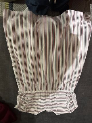 Vestido niña Gocco 5-6 años rayas y chaqueta grana