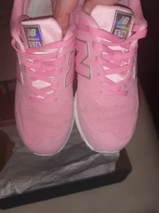 URGE !!New Balance 574 Rosa Brillante plateado T38