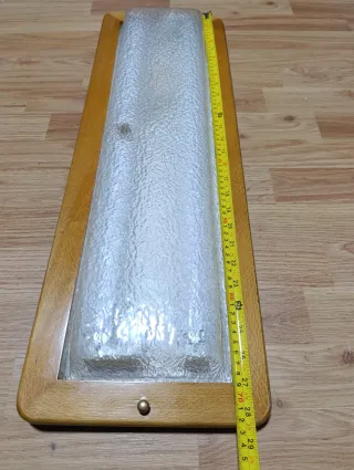 Lámpara plafón fluorescente madera y cristal