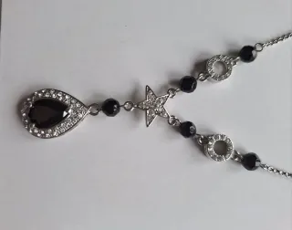 Collar y pendientes plata y negro Borgia