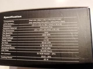 Disipador Thermaltake UX100 RGB LGA 1700