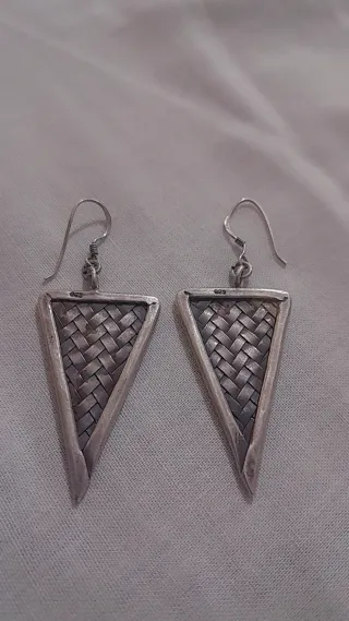 Grand pendientes Triangulares Plata Antiguos