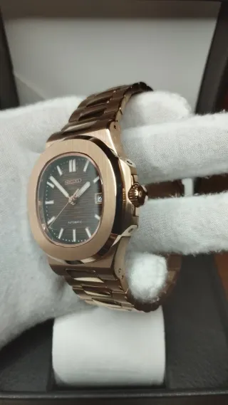 Reloj Seiko Mod Nautilus Marrón Chocolate Oro Rosa