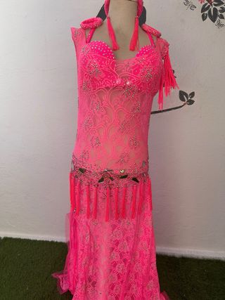 Vestido Danza Oriental Rosa Encaje