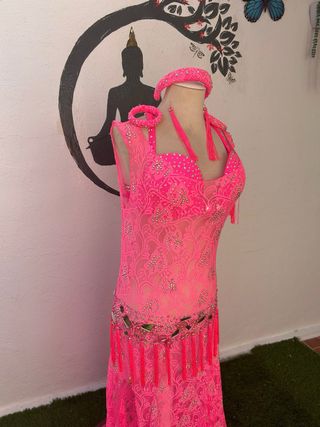 Vestido Danza Oriental Rosa Encaje