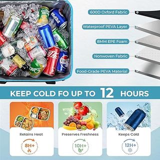 Bolsa Térmica Grande Negra y Azul de 50 litros