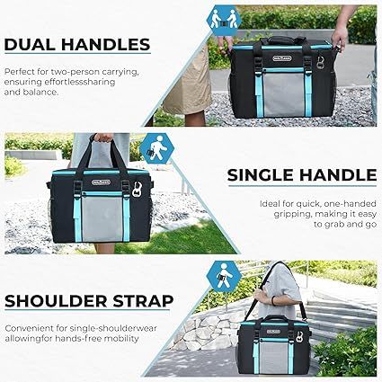 Bolsa Térmica Grande Negra y Azul de 50 litros