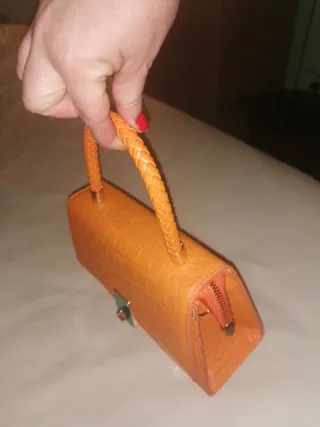 Bolso naranja asa trenzada correa extraíble