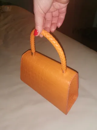Bolso naranja asa trenzada correa extraíble