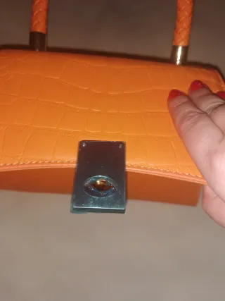 Bolso naranja asa trenzada correa extraíble