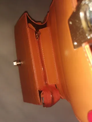 Bolso naranja asa trenzada correa extraíble