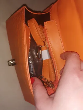 Bolso naranja asa trenzada correa extraíble